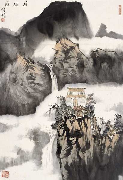 何加林 居幽图 镜心